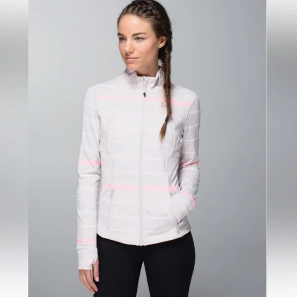 LULULEMON Forme Jacket *Cuffins Pop Stripe Heathered Dune / Barely Pink size 6